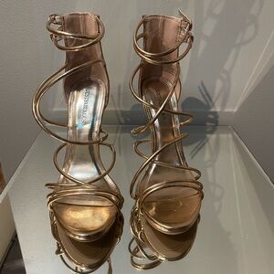 Gold Strappy Stiletto Sandal